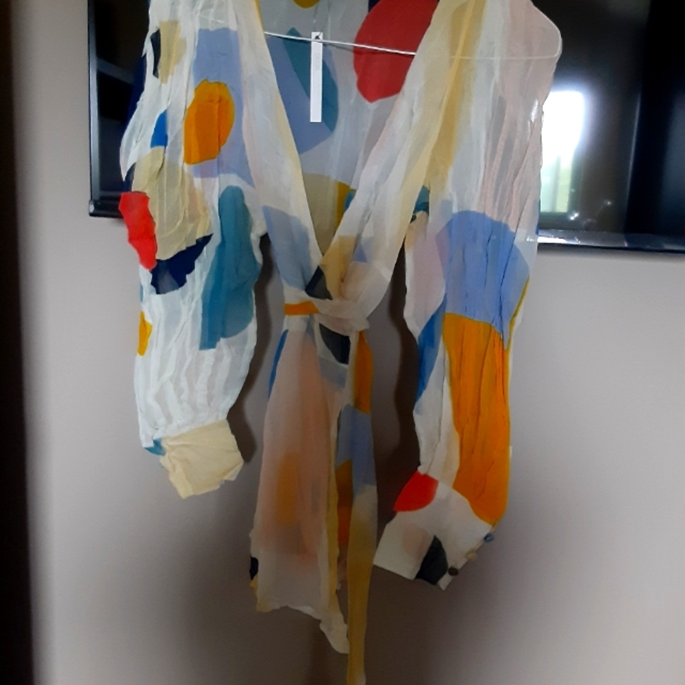 Best in Maternity wrap sheer blouse